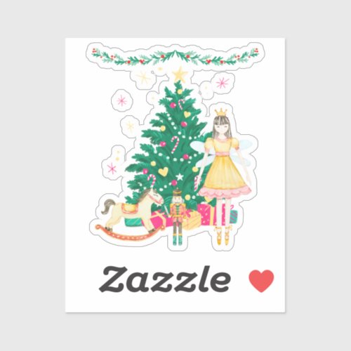 Nutcracker Ballerina Christmas Vinyl Sticker