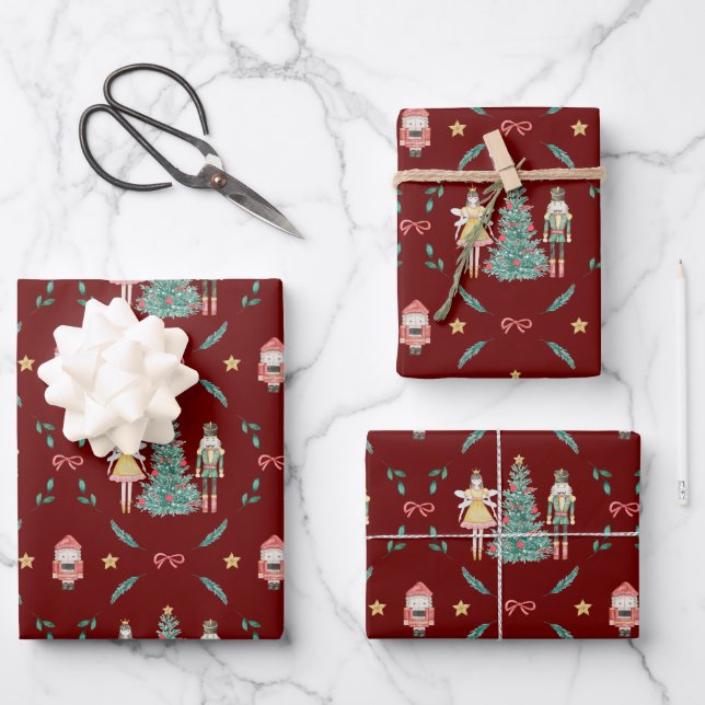 Nutcracker Ballerina Christmas  Wrapping Paper She (Front)