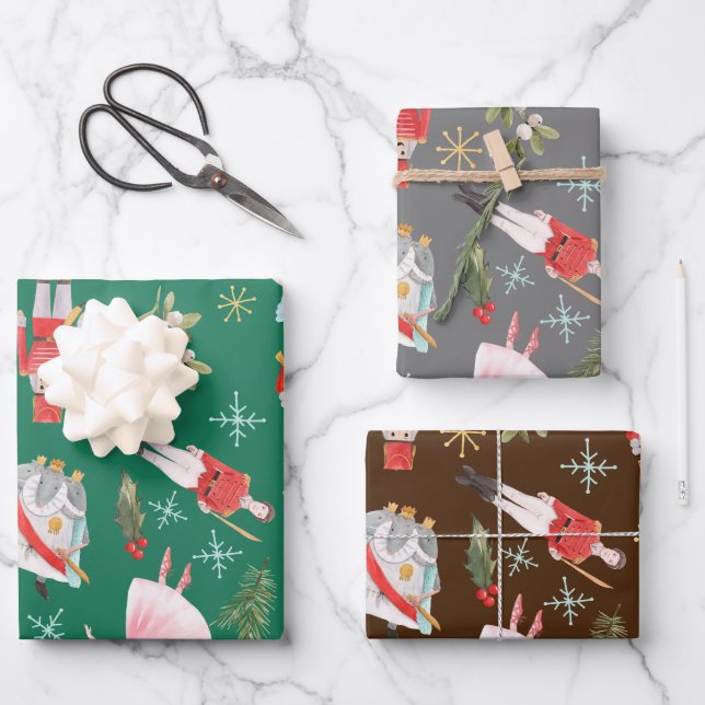 Nutcracker Ballerina Christmas  Wrapping Paper Sheets (Front)