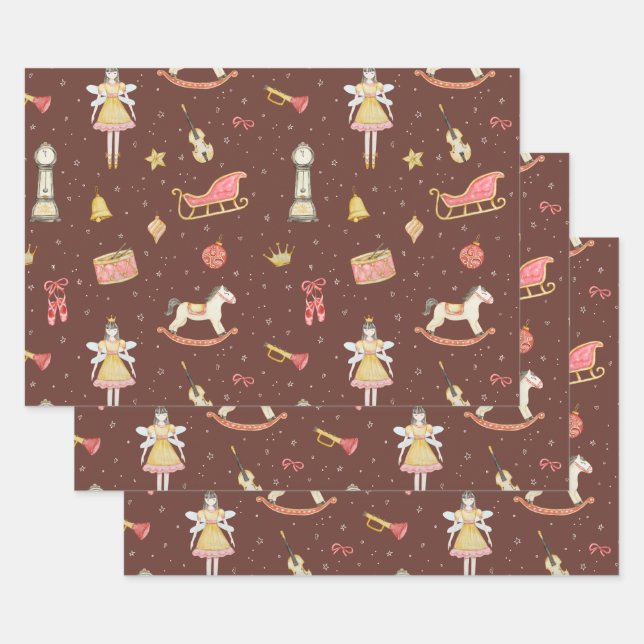 Nutcracker Ballerina Christmas  Wrapping Paper Sheets (Set)