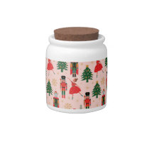 Nutcracker & Ballerina Cute Pink Christmas Candy Jar