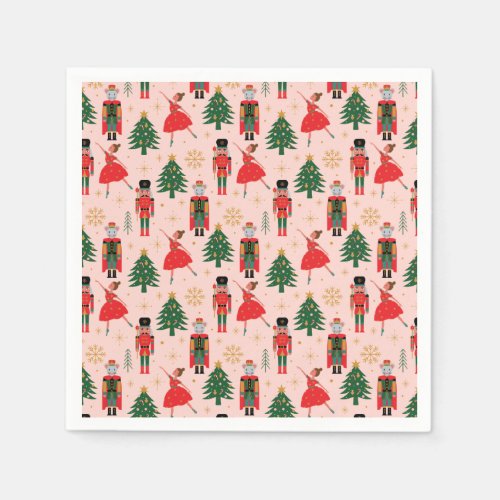 Nutcracker  Ballerina Cute Pink Christmas Napkins