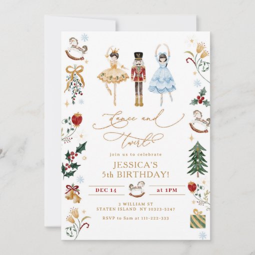 Nutcracker ballerina dance and twirl birthday invitation | Zazzle