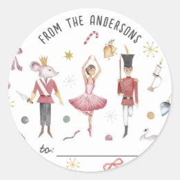 Nutcracker Ballerina family Christmas Gift Classic Round Sticker