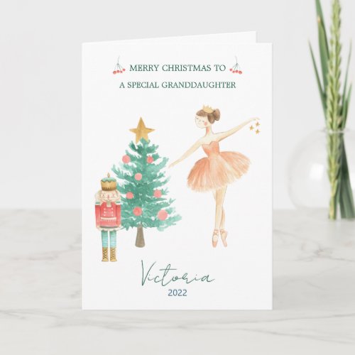 Nutcracker Ballerina Granddaughter Christmas  Holiday Card