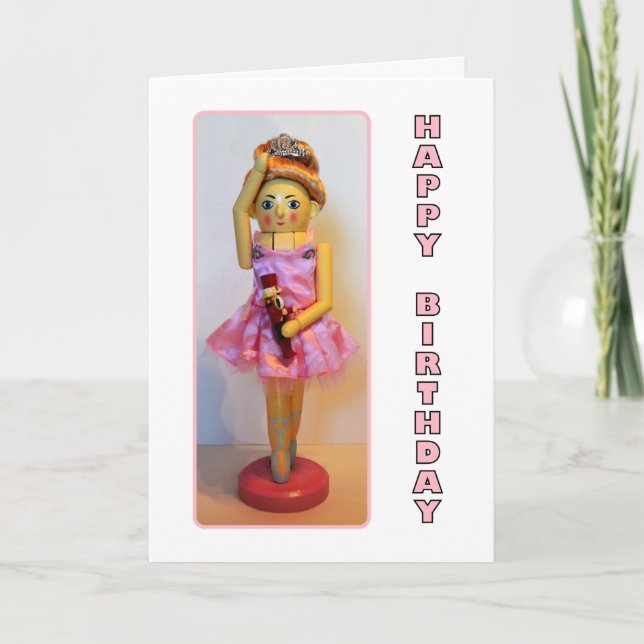Nutcracker Ballerina Happy Birthday Card (Front)
