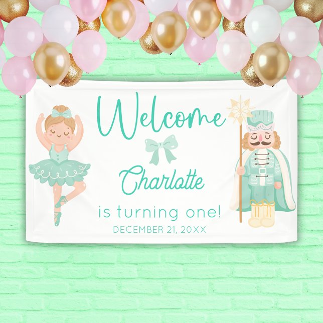 Nutcracker Ballerina Mint Birthday Welcome Banner (Creator Uploaded)