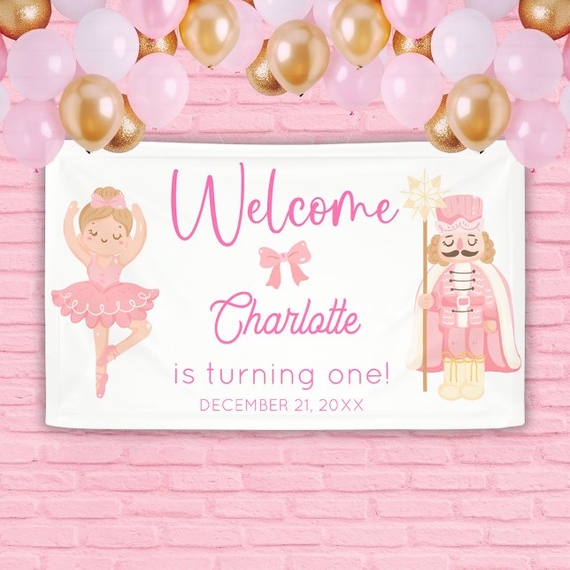 Nutcracker Ballerina Pink Birthday Welcome Banner (Creator Uploaded)