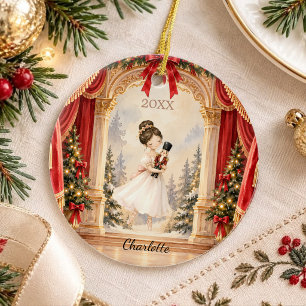 Nutcracker Ballerina Theater Christmas Ceramic Ornament