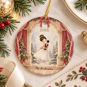 Nutcracker Ballerina Theater Christmas Ceramic Ornament