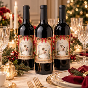 Nutcracker Ballerina theater Christmas Wine Label