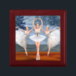 Nutcracker Ballerina Wooden Jewelry Keepsake Box<br><div class="desc">Gorgeous "Land of Snow" dancing ballerinas tile art wooden keepsake jewelry box! Beautiful dancing nutcracker ballerinas tile art on top of the box.
Wonderful keepsake art gift idea for family and friends! Wonderful gift for ballerinas,  dance instructors,  ballet lovers,  nutcracker fans,  and dance or ballet teachers as well!</div>