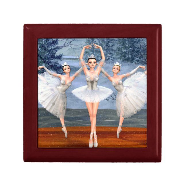 Nutcracker Ballerina Wooden Jewelry Keepsake Box (Front)