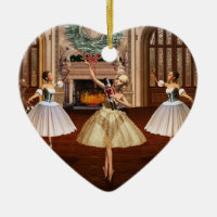 Nutcracker Ballerinas Christmas Heart Ornament