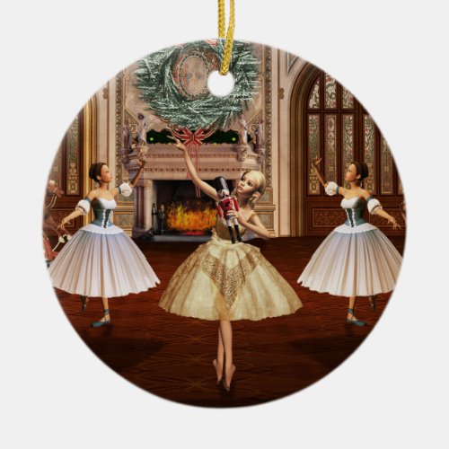 Nutcracker Ballerinas Christmas Round Ornament