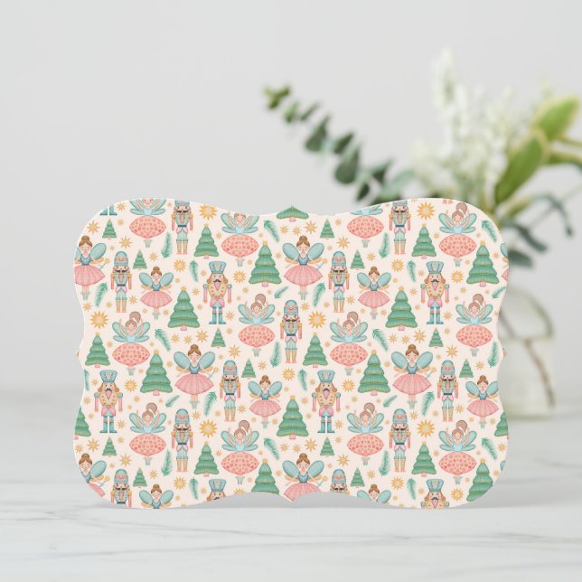 Nutcracker Ballet and Fairies on Cream Background (Standing Front)