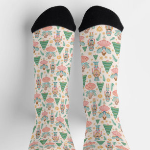 Nutcracker Ballet and Fairies on Cream Background Socks