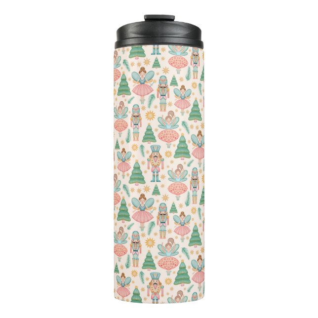 Nutcracker Ballet and Fairies on Cream Background Thermal Tumbler (Front)