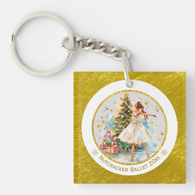 Nutcracker Ballet Ballerina - Christmas Keepsake  Keychain (Front)