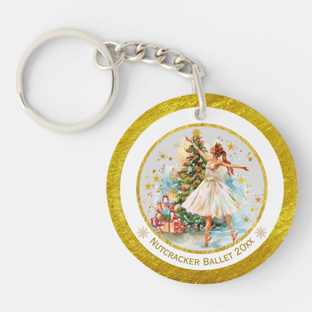 Nutcracker Ballet Ballerina - Christmas Keepsake  Keychain (Front)