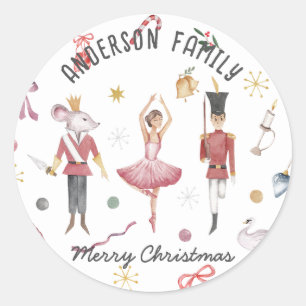Nutcracker Ballet Ballerina family Christmas Gift Classic Round Sticker