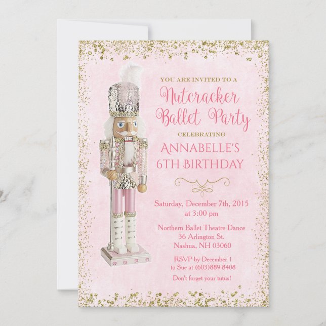 Nutcracker Ballet Birthday Invitation (Front)