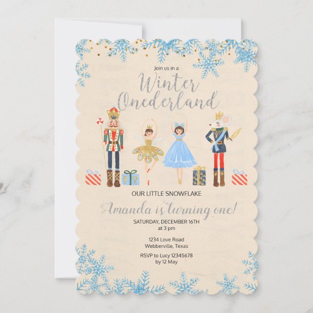 Nutcracker Ballet Birthday winter invitation (Front)