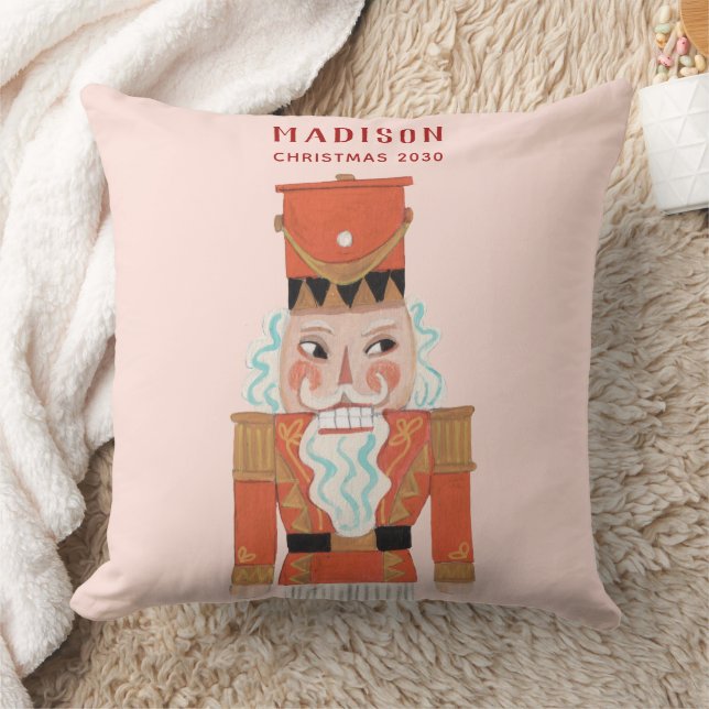 Nutcracker ballet character Pink Throw Pillow (Blanket)
