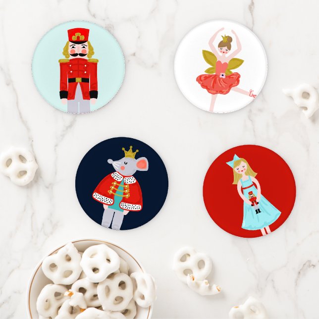 Nutcracker Ballet Characters Christmas Coaster Set (In Situ)