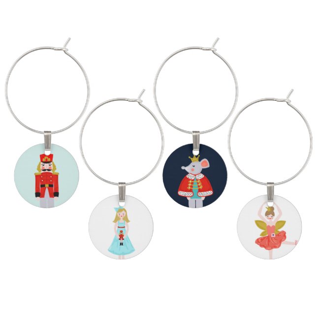 Nutcracker Ballet Characters Christmas Wine Charm (Staggered)