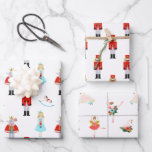 Nutcracker Ballet Characters Christmas Wrapping Paper Sheets<br><div class="desc">Cheerful and airy Christmas design inspired by the famous 1892 ballet "The Nutcracker" by Pyotr Ilyich Tchaikovsky,  a holiday classic with a modern and whimsical twist.</div>