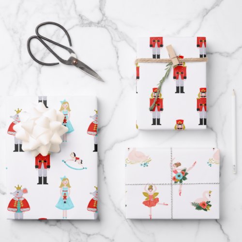 Nutcracker Ballet Characters Christmas Wrapping Paper Sheets