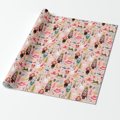 Nutcracker Ballet Characters _ pink Wrapping Paper