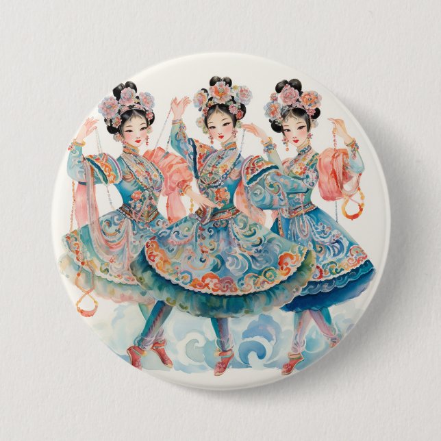 Nutcracker Ballet, Chinese Dancers Button (Front)