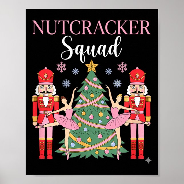 Nutcracker Ballet Christmas Ballerina Nk Dance Squ Poster (Front)