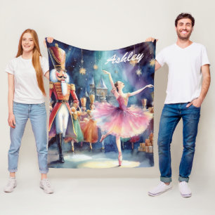Nutcracker Ballet Christmas Ballerina Personalized Fleece Blanket