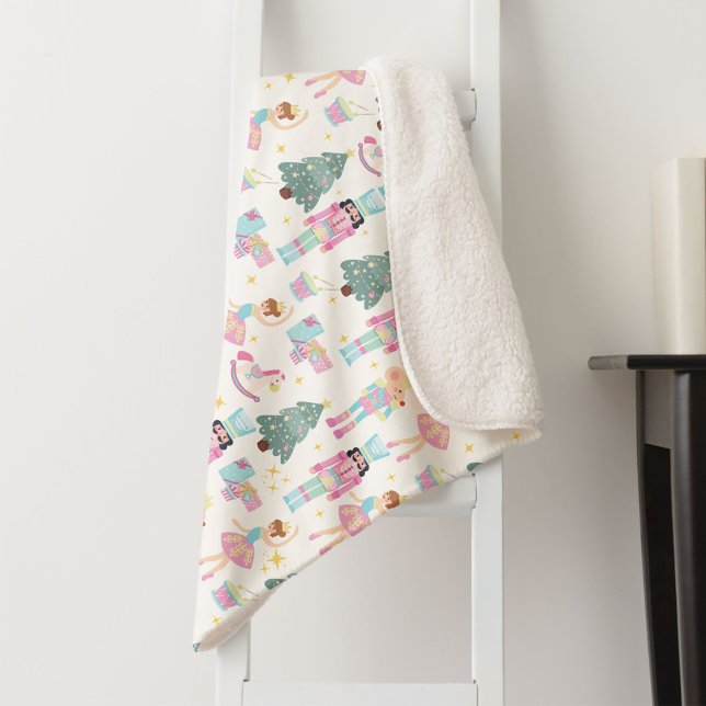 Nutcracker Ballet Christmas Holiday Baby Girl Sherpa Blanket (Creator Uploaded)