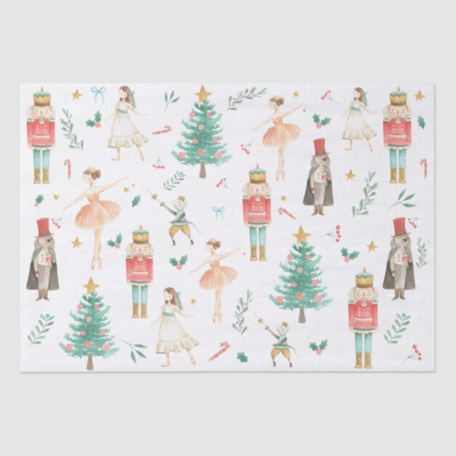 Nutcracker Ballet Christmas Images Tissue Paper (Front)