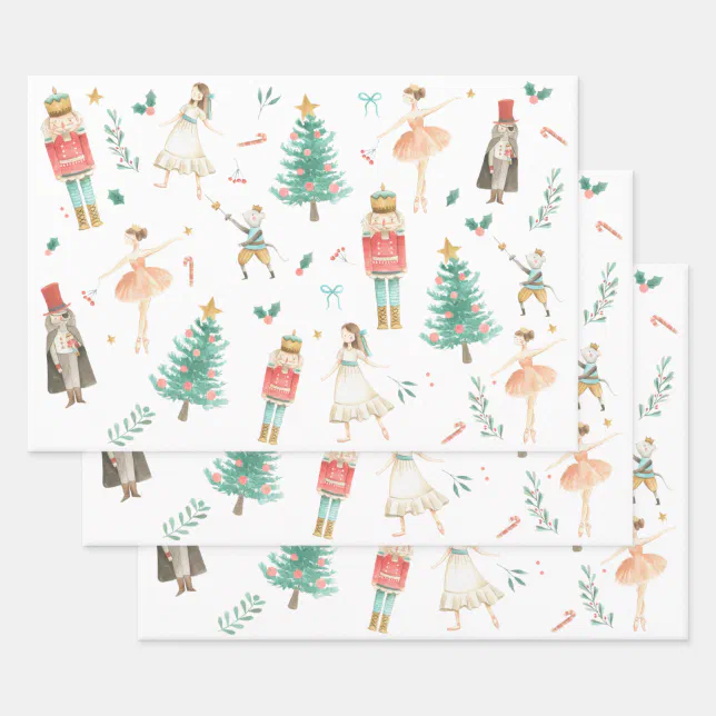 Nutcracker Ballet Christmas Images Wrapping Paper Sheets