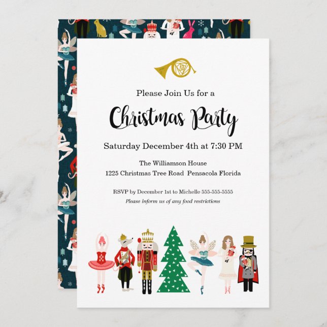 Nutcracker Ballet Christmas Party Invitation (Front/Back)