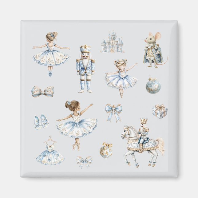 Nutcracker Ballet Christmas Pattern Magnet (Front)