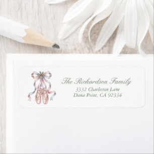 Nutcracker Ballet Christmas Pink Bow Holly Address Label