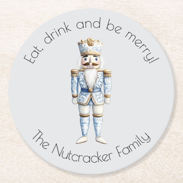 Nutcracker Ballet Christmas Round Paper Coaster (Front)