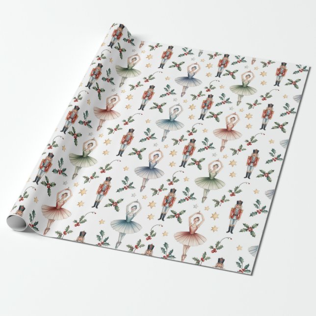Nutcracker Ballet Christmas Wrapping Paper (Unrolled)