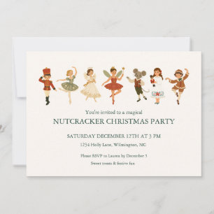 Nutcracker Ballet Cream Christmas Party Note Card