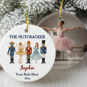 Nutcracker Ballet Custom Name & Role, Photo Ceramic Ornament