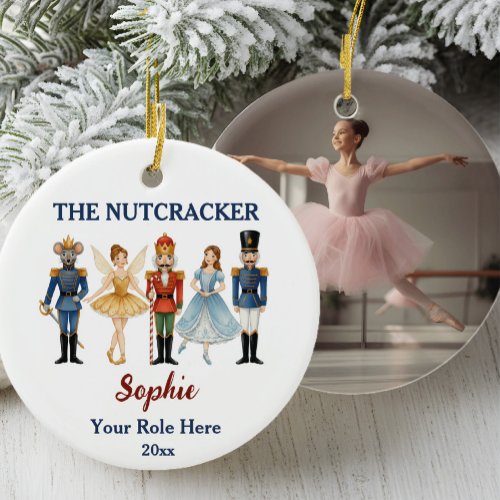 Nutcracker Ballet Custom Name &amp; Role, Photo Ceramic Ornament