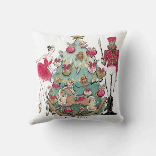 Nutcracker Ballet Dancer Christmas Ceramic Ornamen Throw Pillow