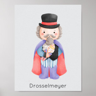 Nutcracker Ballet Drosselmeyer Pastel Christmas Poster