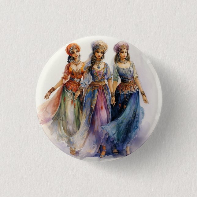 Nutcracker Ballet, Elegant Arab Dancers Button (Front)